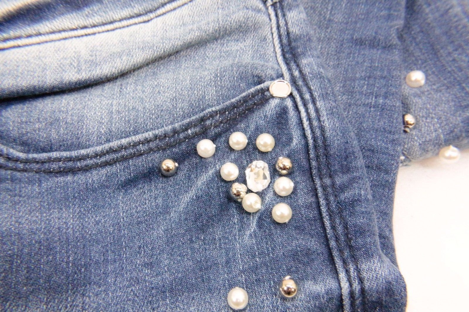 bebe jeans with pearls